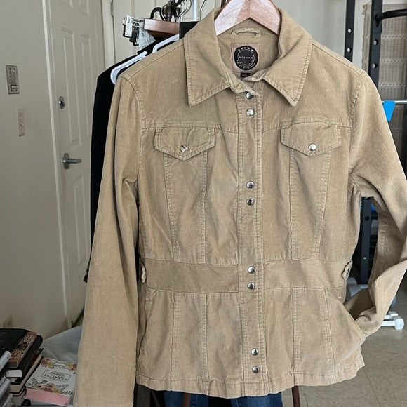 Giacca Tan Khaki Outerwear 100%Cotton Corduroy Jacket - Picture 2 of 10